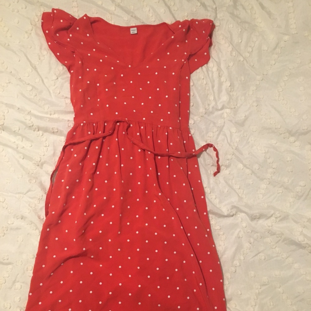 Red and white pock-a-dot dress.